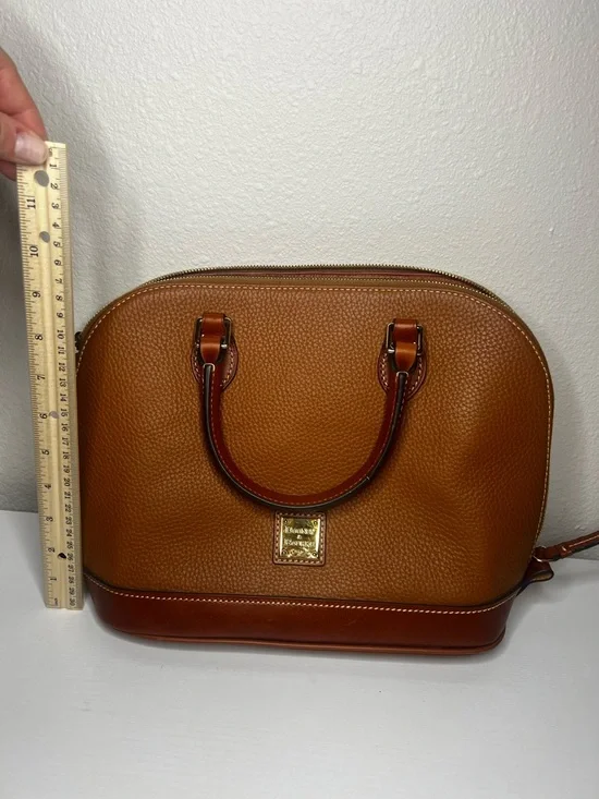 Dooney & Bourke Authenticated Pebble Grain Leather Zip Satchel Cognac Brown Bag - Picture 5 of 9
